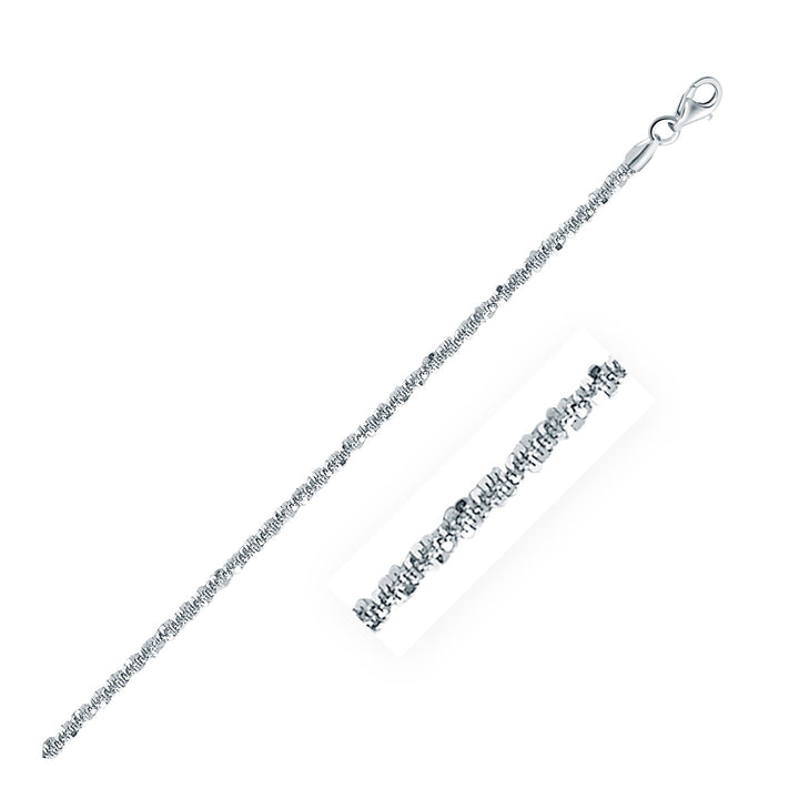 Cadena de plata de ley rodiada de 2,2 mm con estilo brillante (2,20 mm)