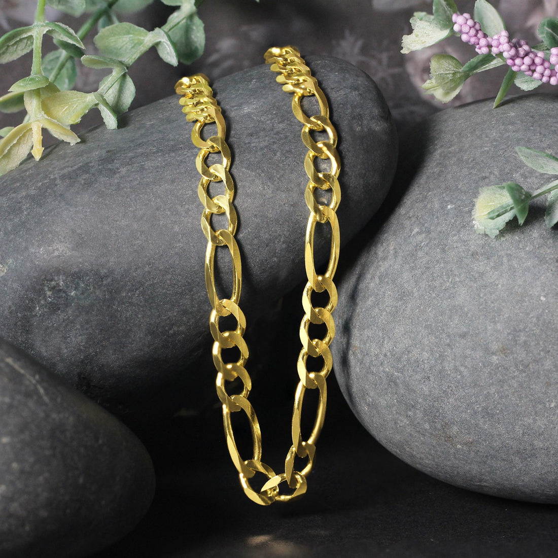 Cadena Figaro maciza de oro amarillo de 10 quilates (5,30 mm)