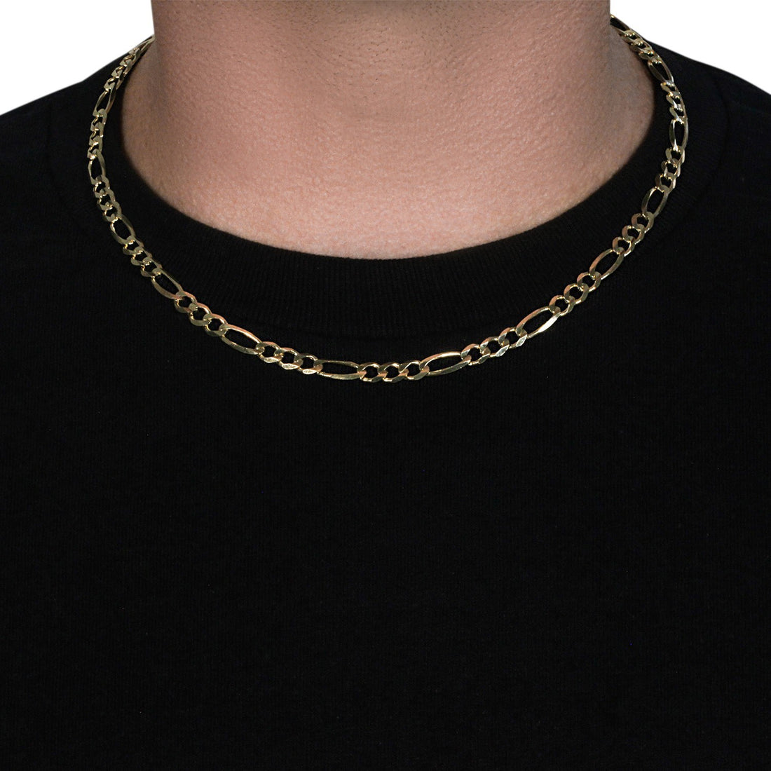 Cadena Figaro maciza de oro amarillo de 10 quilates (5,30 mm)