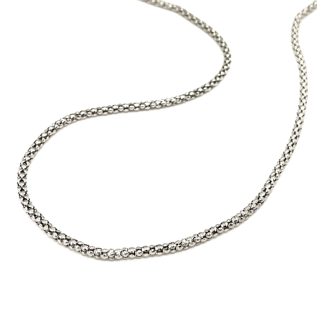 Cadena estilo palomitas de maíz de plata de ley rodiada de 2,5 mm (2,50 mm)