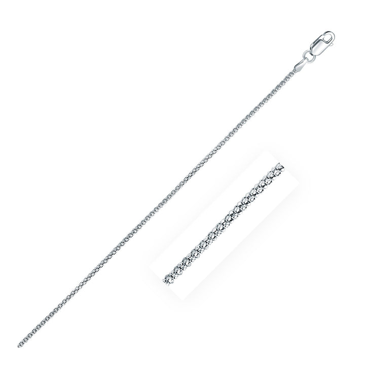 Cadena estilo palomitas de maíz de plata de ley rodiada de 1,8 mm (1,80 mm)