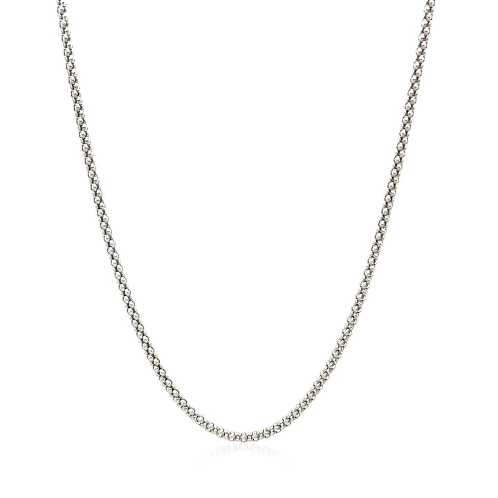 Cadena estilo palomitas de maíz de plata de ley rodiada de 1,8 mm (1,80 mm)