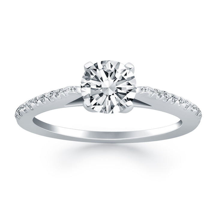 Anillo de compromiso con diamantes en forma de catedral en oro blanco de 14 k con micro garras