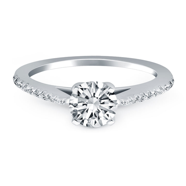 Anillo de compromiso con diamantes en forma de catedral en oro blanco de 14 k con micro garras
