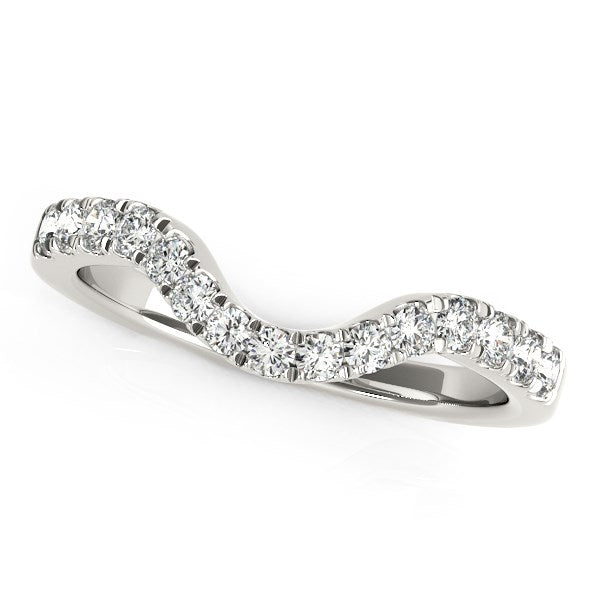Anillo de bodas curvo de oro blanco de 14 k con diamantes (1/3 ct)