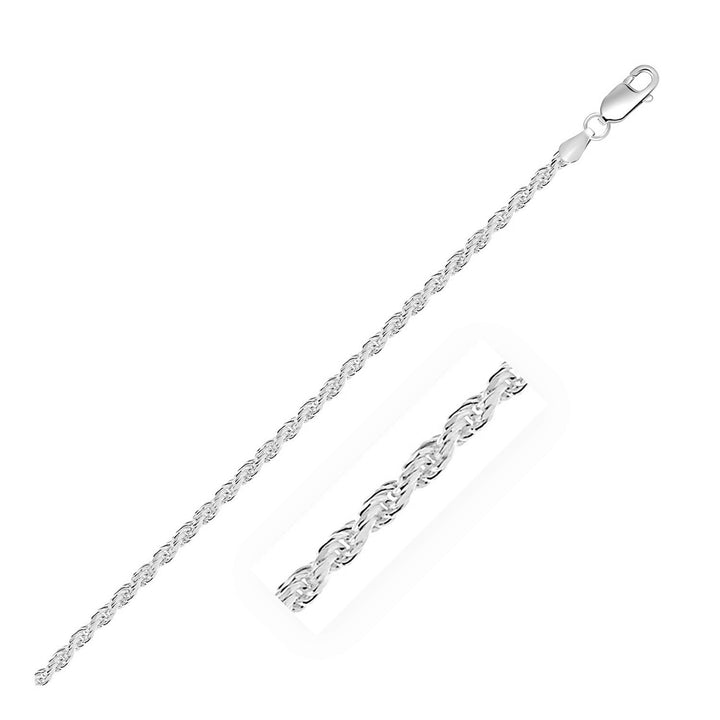 Cadena estilo cuerda con corte de diamante en plata de ley (2,90 mm)