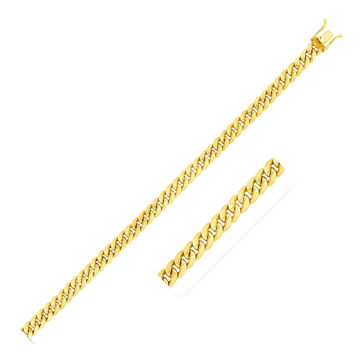 Cadena cubana Miami semisólida de oro amarillo de 10 k (4,50 mm)