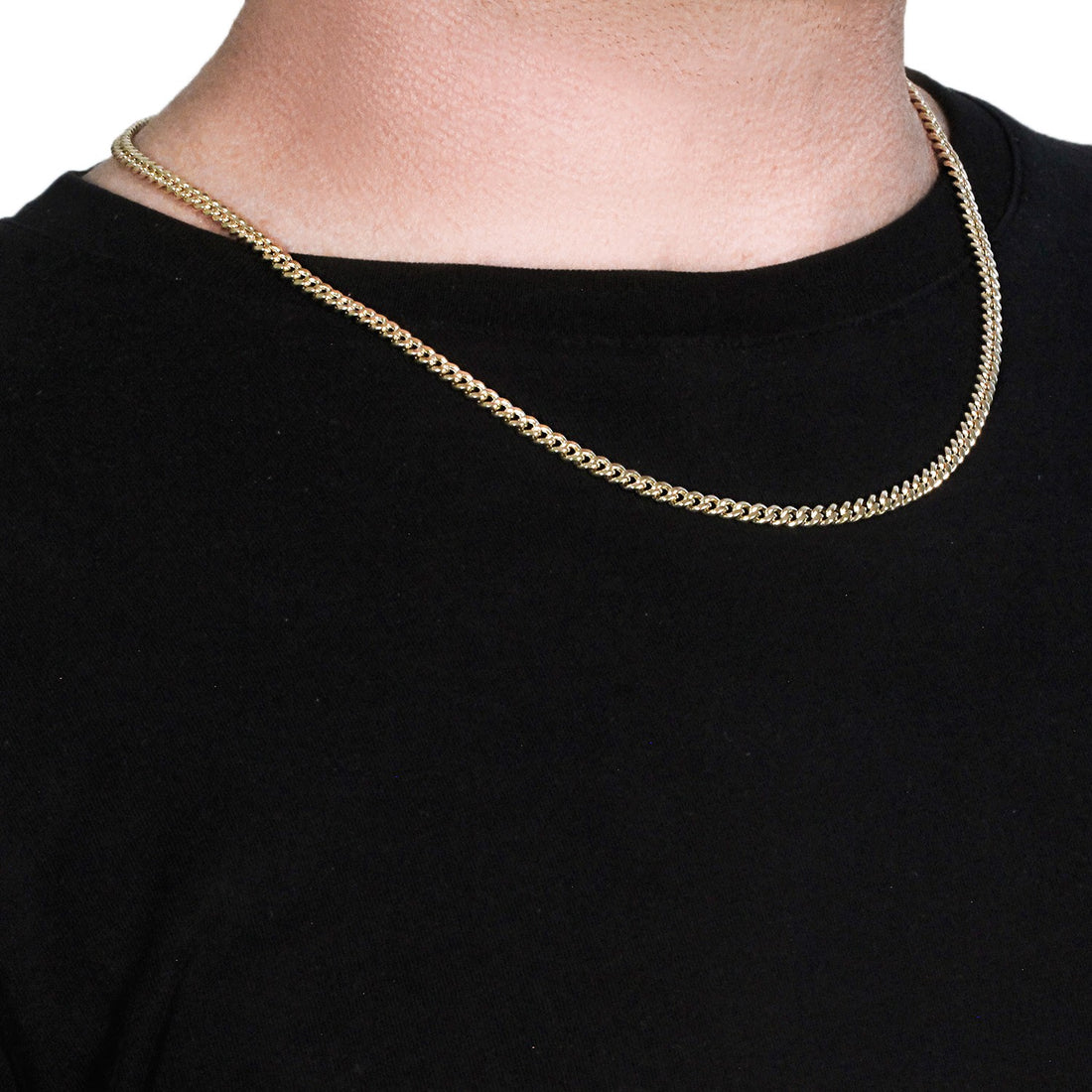 Cadena cubana Miami semisólida de oro amarillo de 10 k (4,50 mm)