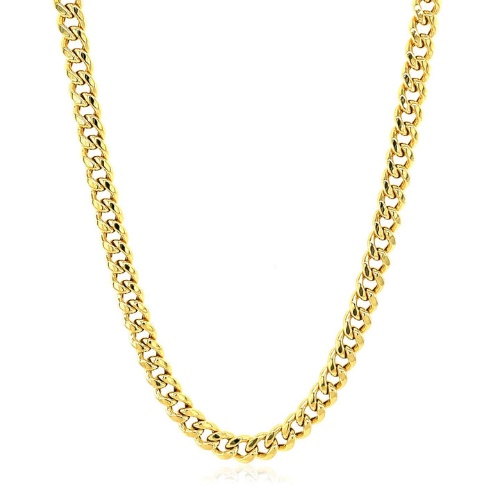 Cadena cubana Miami semisólida de oro amarillo de 10 k (4,50 mm)
