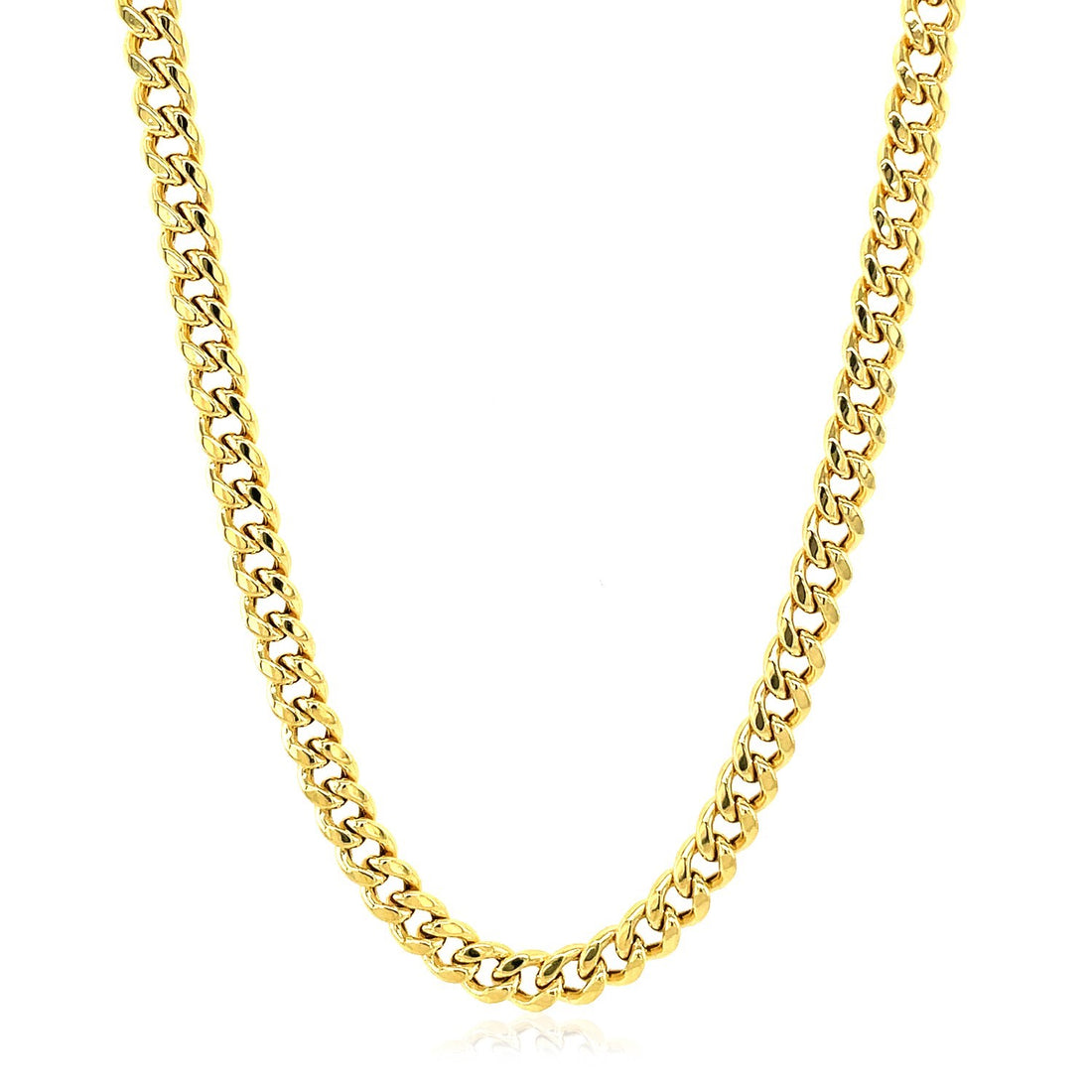Cadena cubana Miami semisólida de oro amarillo de 10 k (4,50 mm)