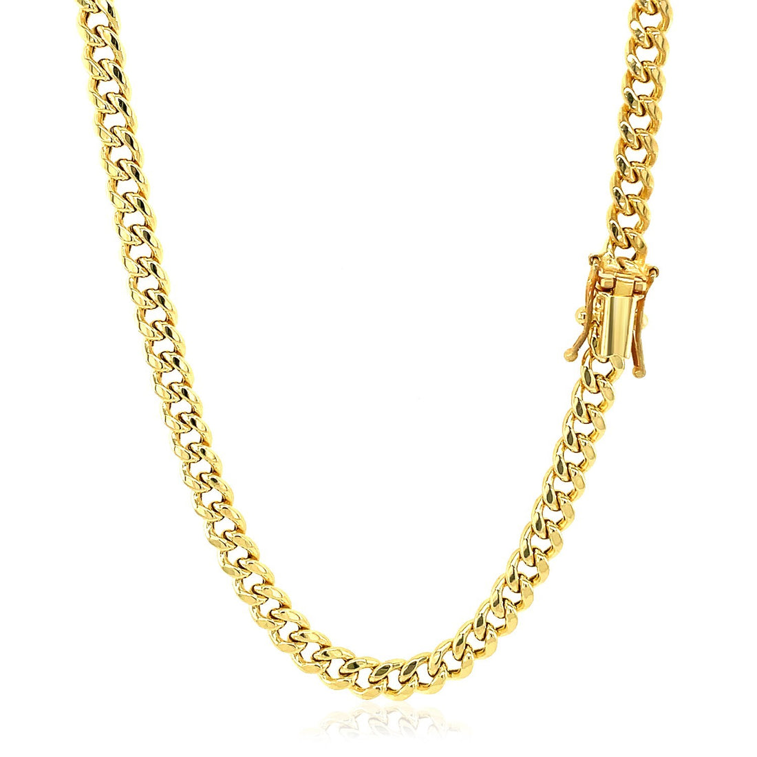 Cadena cubana Miami semisólida de oro amarillo de 10 k (4,50 mm)