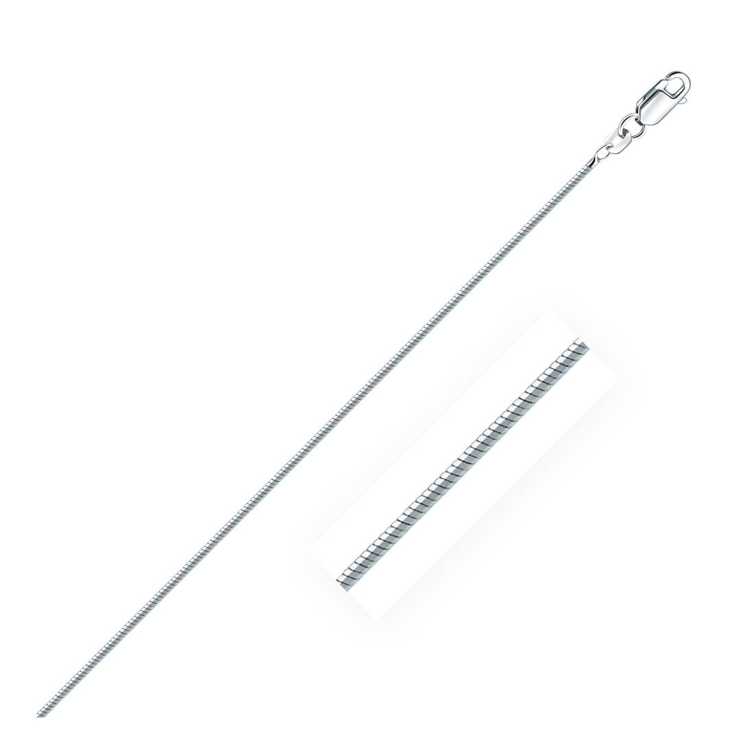 Cadena de serpiente de plata de ley rodiada de 1,3 mm (1,30 mm)