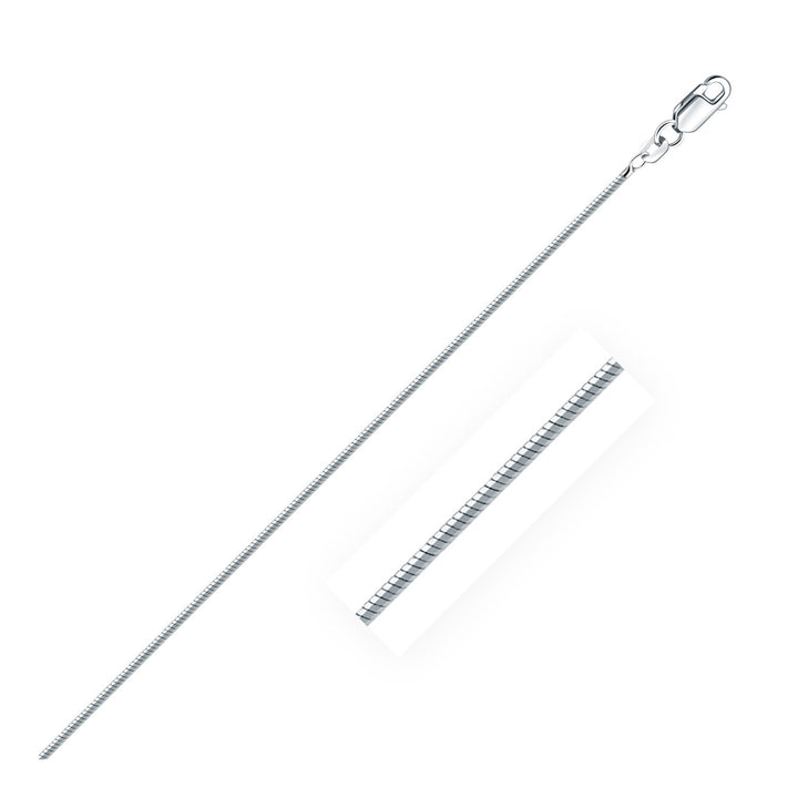 Cadena de serpiente de plata de ley rodiada de 1,3 mm (1,30 mm)