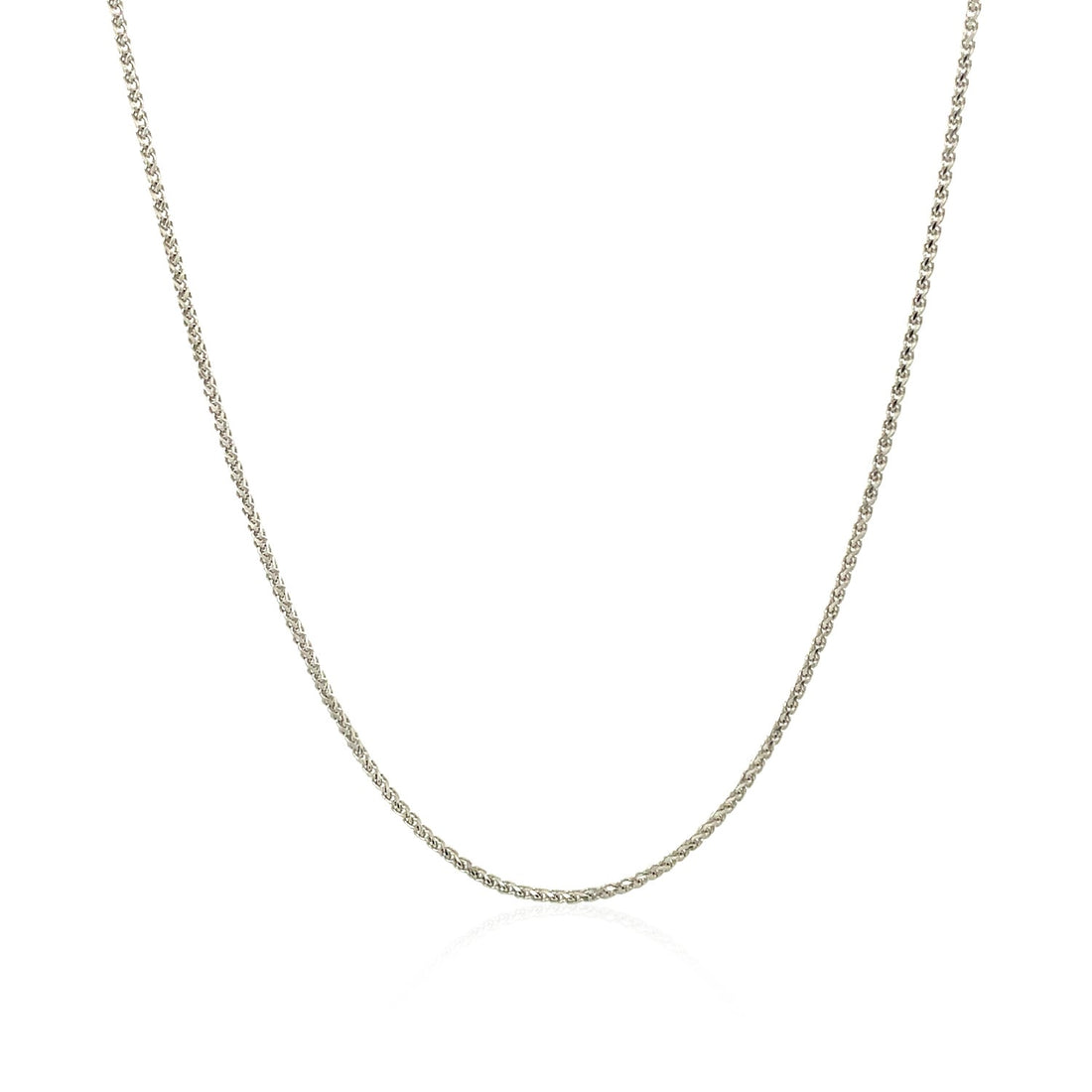 Cadena de espigas redondas con corte de diamante en oro blanco de 14 k (1,00 mm)