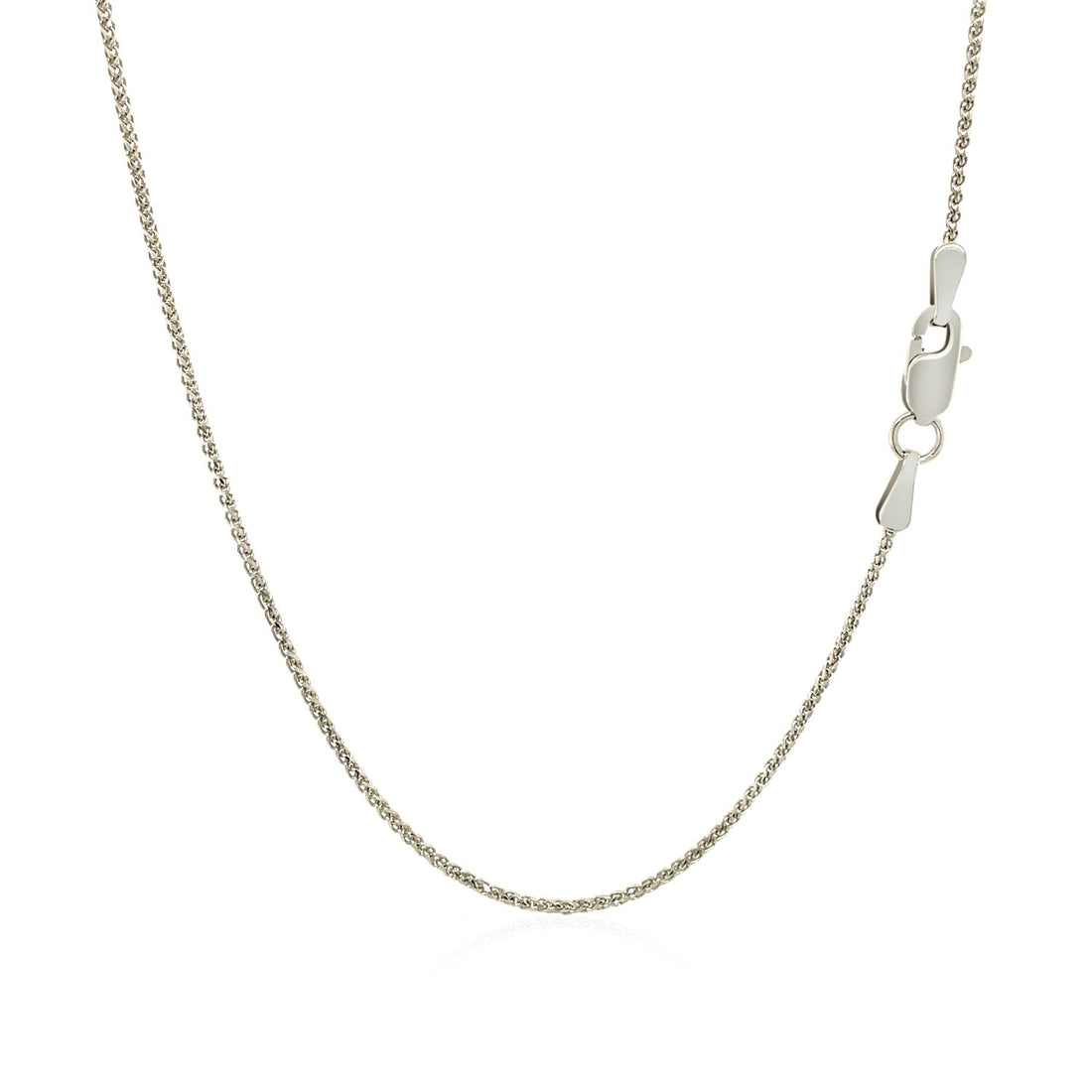Cadena de espigas redondas con corte de diamante en oro blanco de 14 k (1,00 mm)