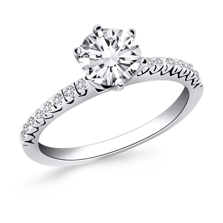 Anillo de compromiso de oro blanco de 14 k con detalles de diamantes en forma de cola de pez