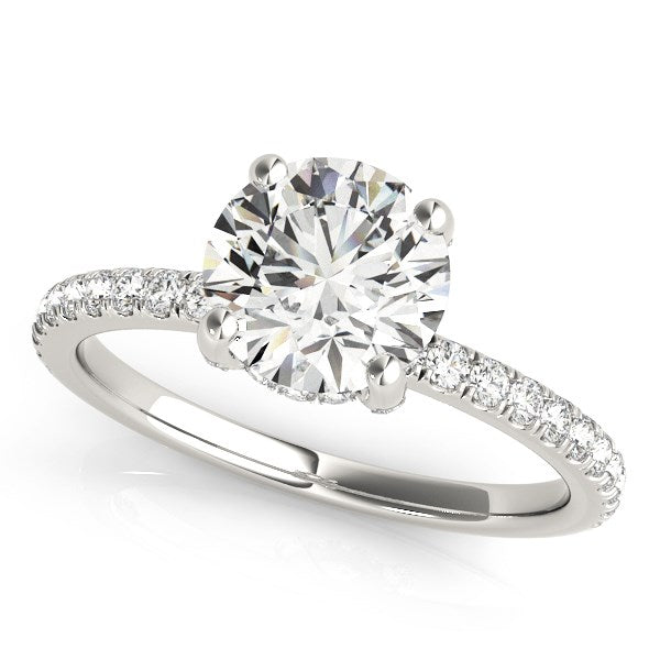 Anillo de compromiso de diamantes en oro blanco de 14 k con banda festoneada (2 1/4 cts)