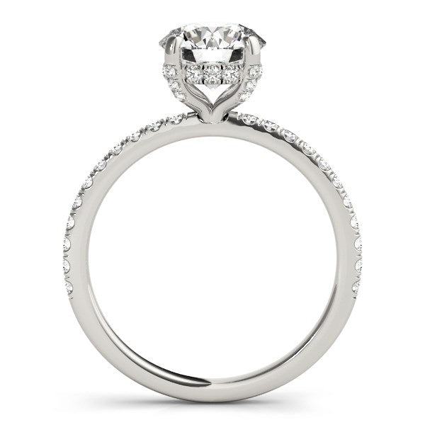 Anillo de compromiso de diamantes en oro blanco de 14 k con banda festoneada (2 1/4 cts)
