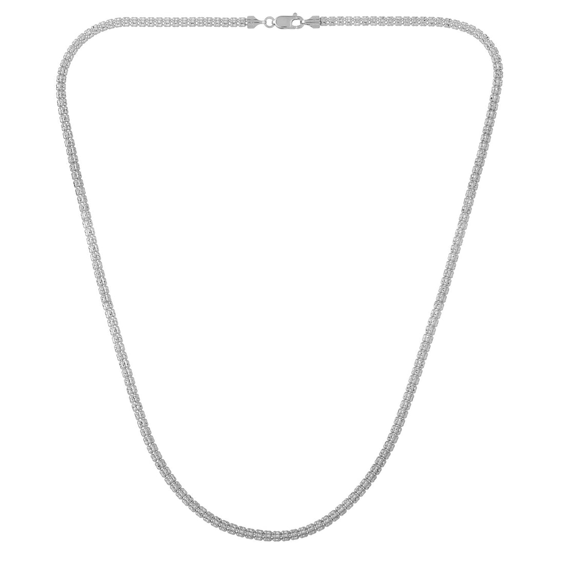 Cadena Ice Barrel en oro blanco de 14 k (3,1 mm)