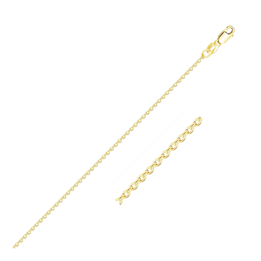 Cadena de eslabones tipo cable con corte de diamante en oro amarillo de 10 k (1,10 mm)