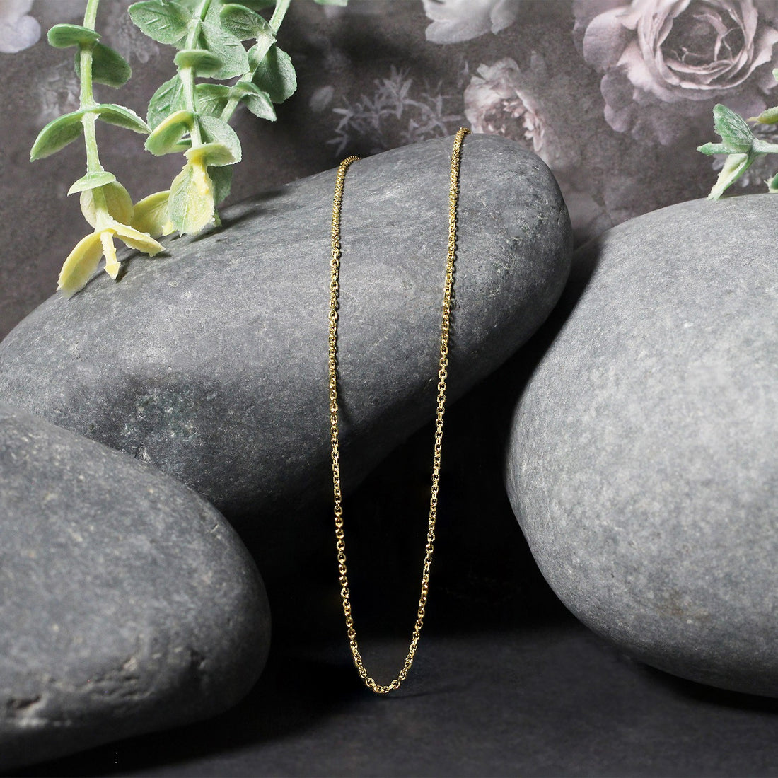 Cadena de eslabones tipo cable con corte de diamante en oro amarillo de 10 k (1,10 mm)