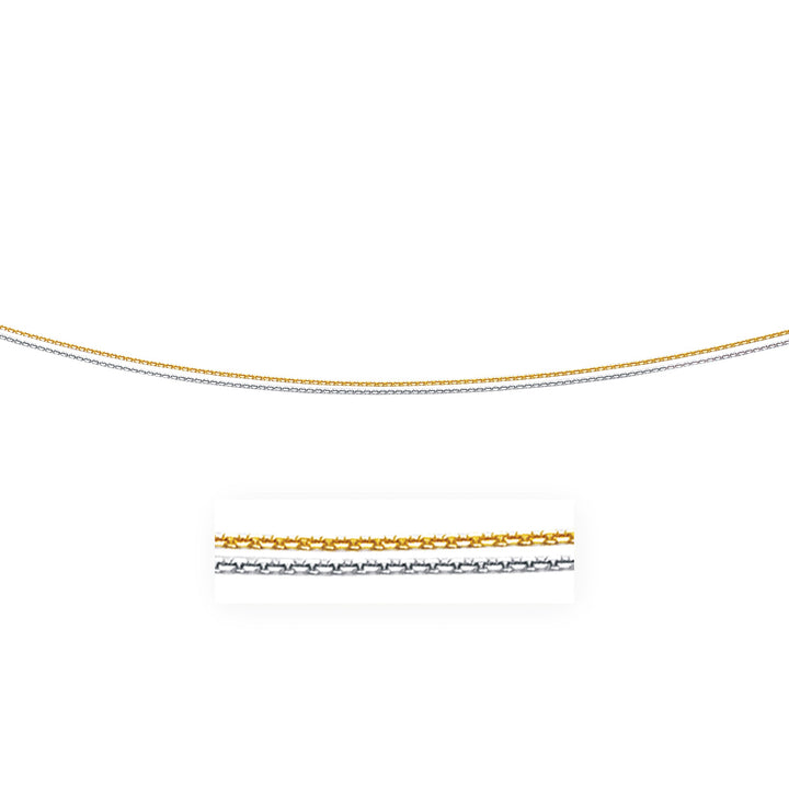 Cadena colgante de cable de doble hebra de dos tonos de 14 k (1,1 mm)