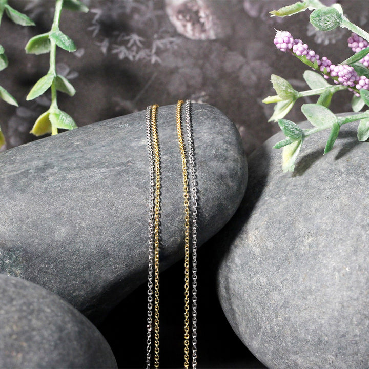 Cadena colgante de cable de doble hebra de dos tonos de 14 k (1,1 mm)