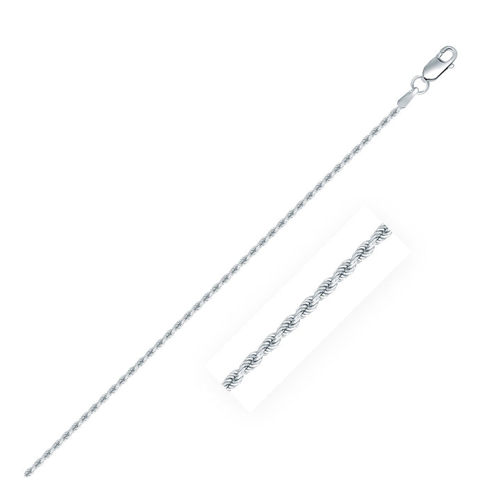 Cadena estilo cuerda con corte de diamante en plata de ley (1,40 mm)