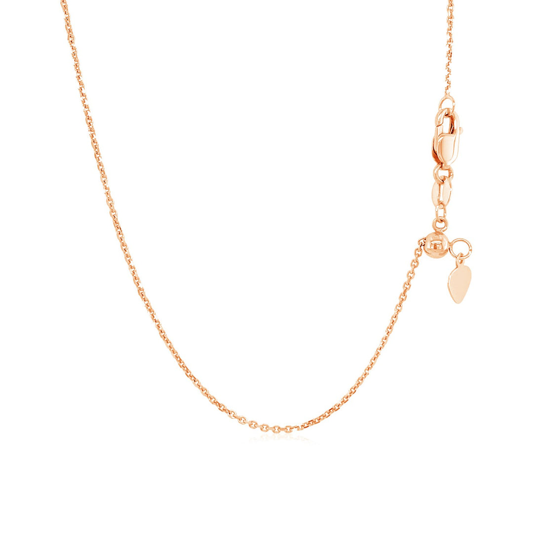 Cadena tipo cable ajustable de oro rosa de 14 k (1,10 mm)