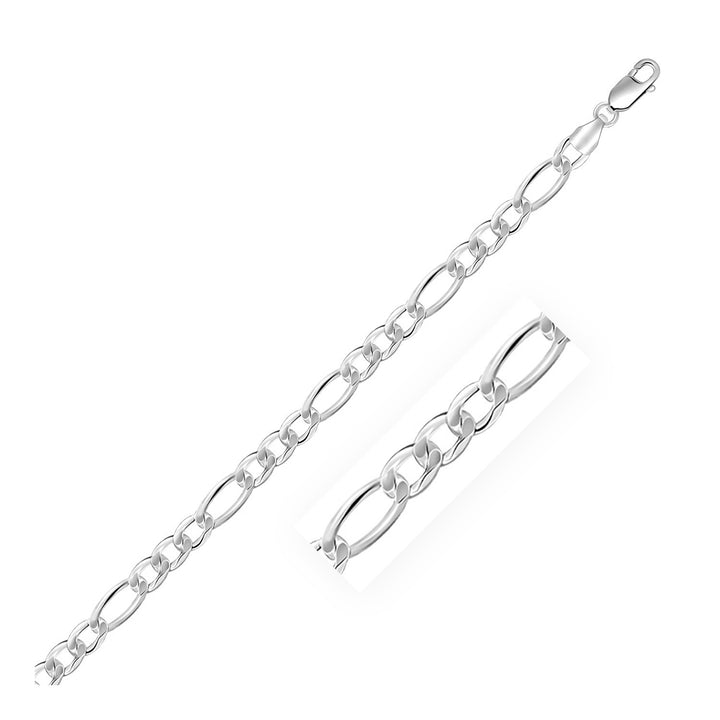 Cadena estilo fígaro de plata de ley bañada en rodio (5,40 mm)