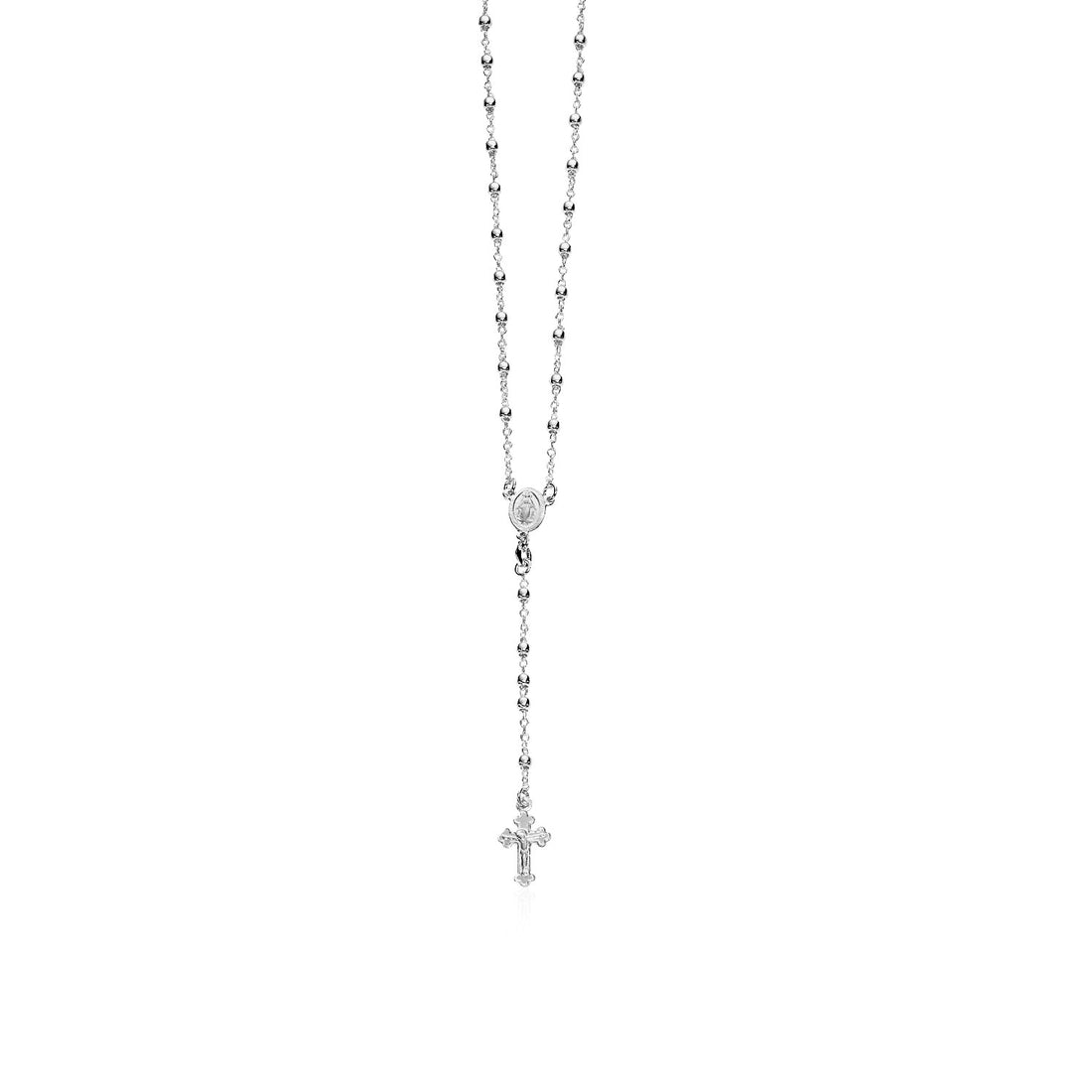 Cadena fina de rosario y collar de cuentas en plata de ley
