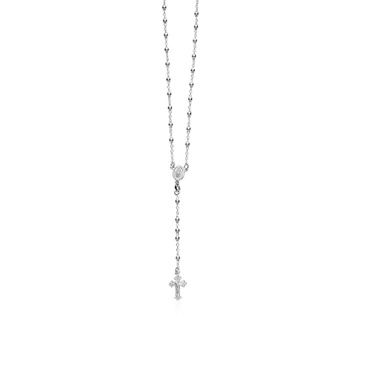 Cadena fina de rosario y collar de cuentas en plata de ley