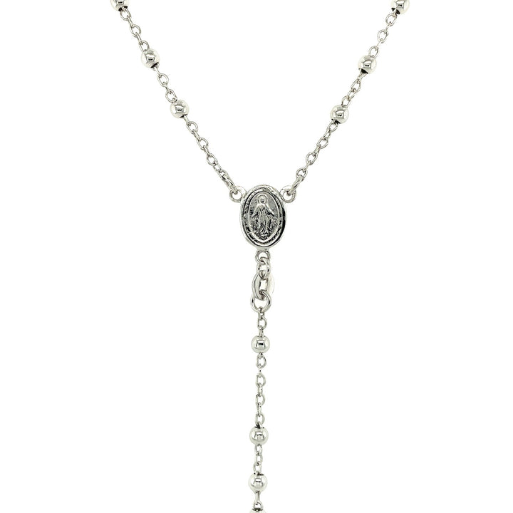 Cadena fina de rosario y collar de cuentas en plata de ley
