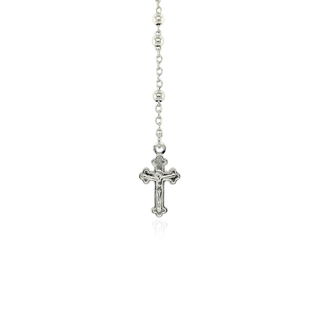 Cadena fina de rosario y collar de cuentas en plata de ley