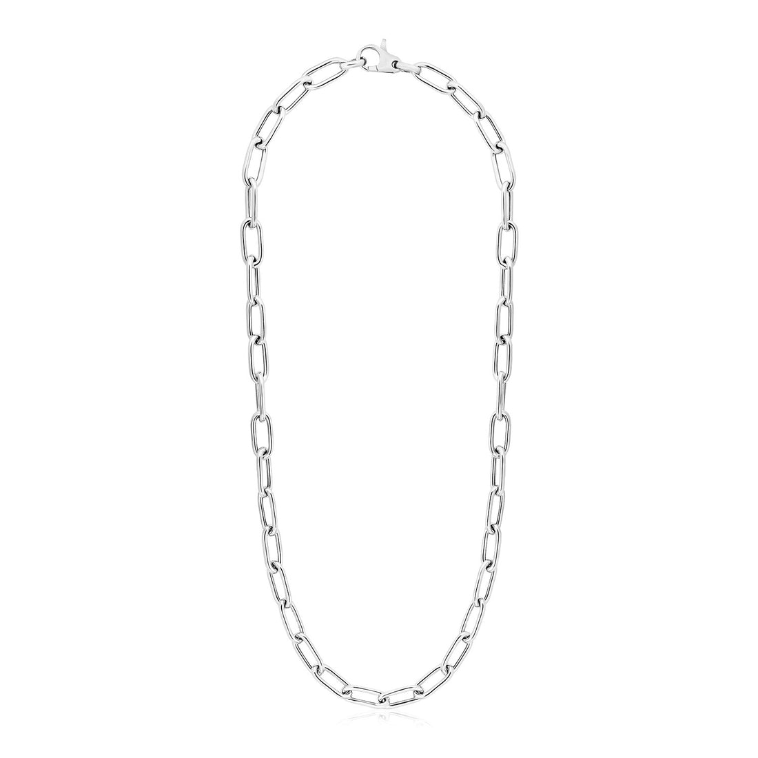 Collar de cadena ancha con clip de papel en plata de ley