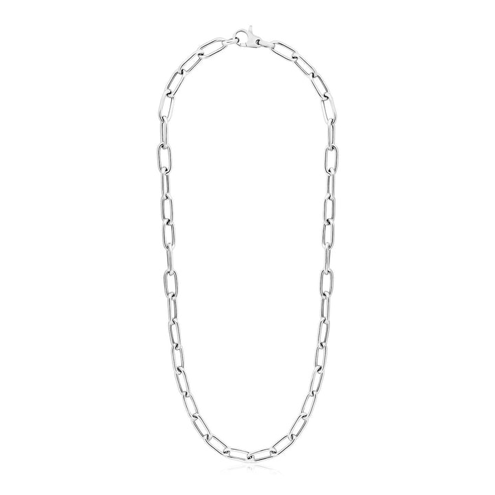 Collar de cadena ancha con clip de papel en plata de ley