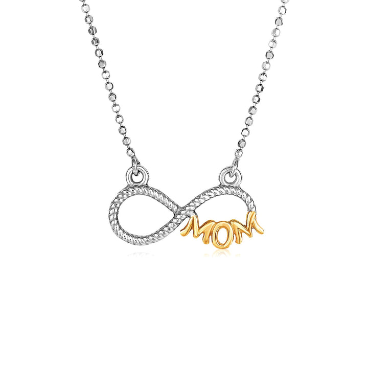 Collar de plata de ley de dos tonos para mamá con circonitas cúbicas