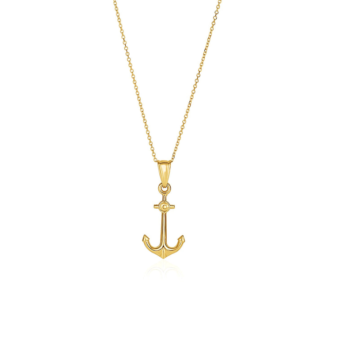 Cadena tipo cable de oro amarillo de 14 k con colgante de ancla