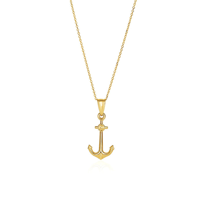Cadena tipo cable de oro amarillo de 14 k con colgante de ancla