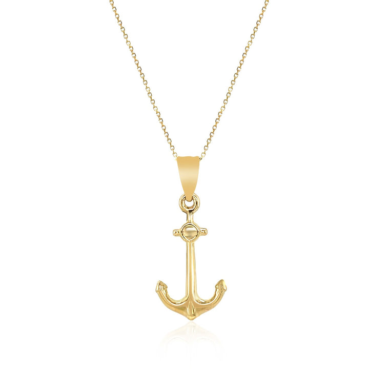 Cadena tipo cable de oro amarillo de 14 k con colgante de ancla
