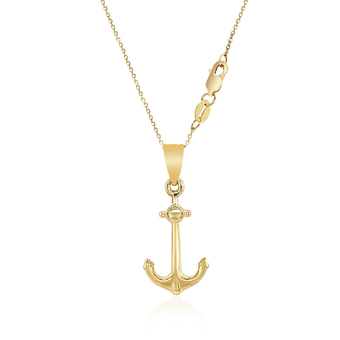 Cadena tipo cable de oro amarillo de 14 k con colgante de ancla