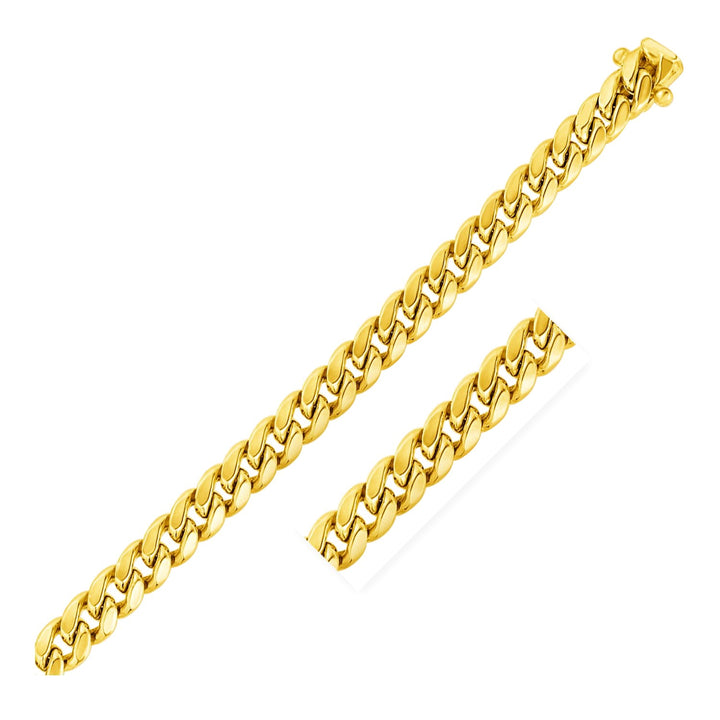 Cadena cubana Miami semisólida de oro amarillo de 10 k (9,10 mm)