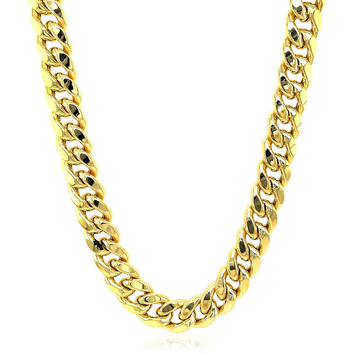 Cadena cubana Miami semisólida de oro amarillo de 10 k (9,10 mm)
