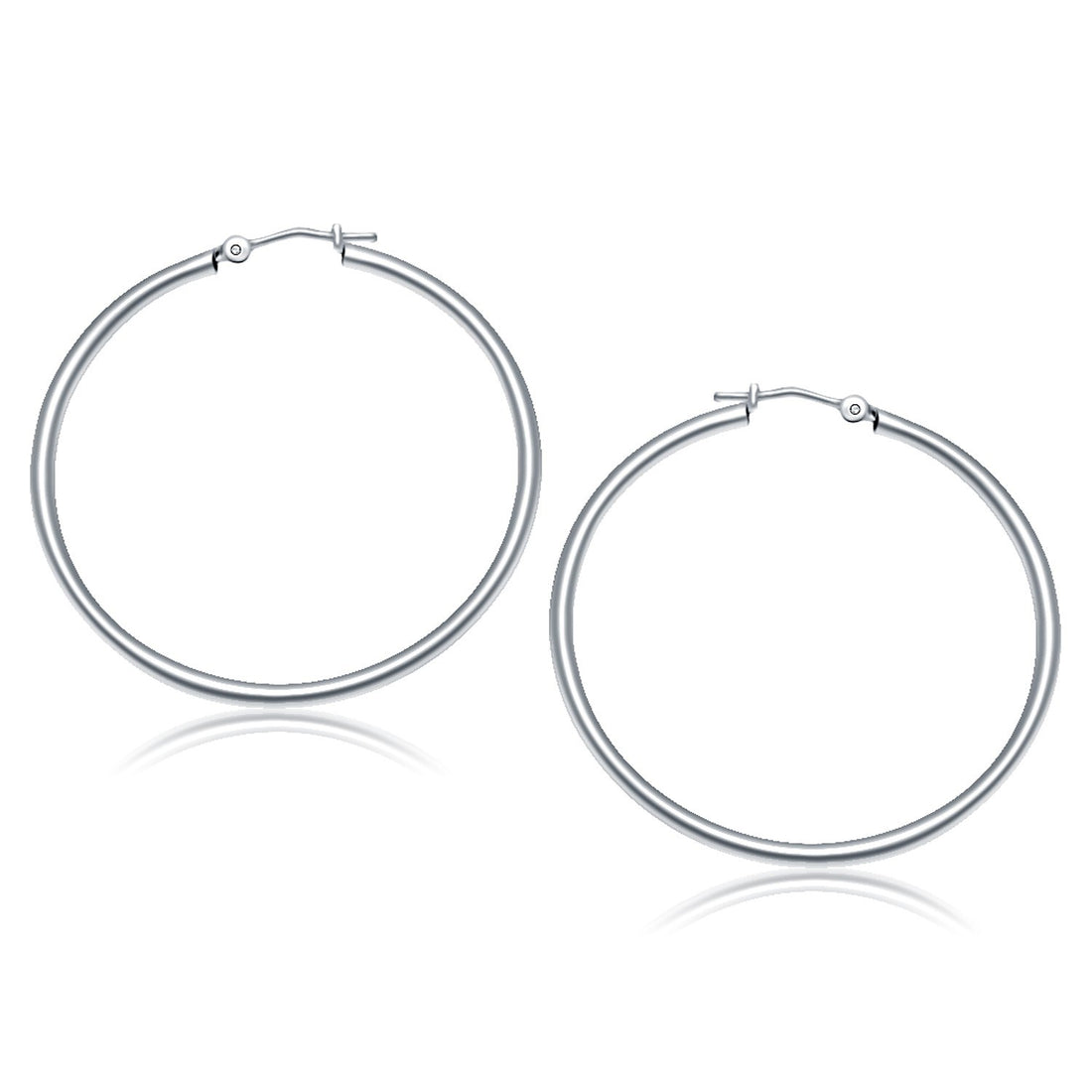 Aros pulidos de oro blanco de 10 k (2 x 40 mm)