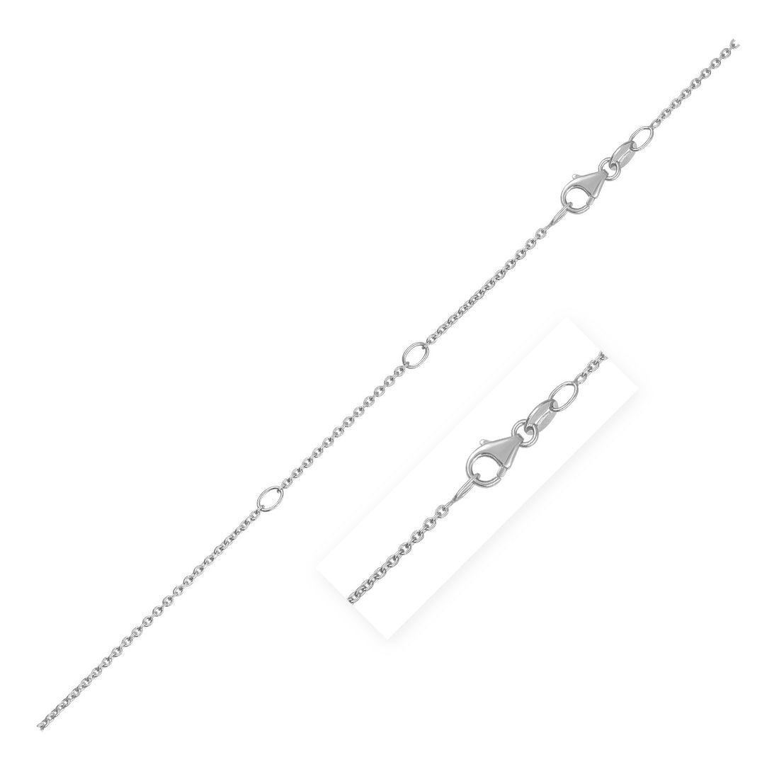 Cadena de eslabones doble extensible con corte de diamante en oro blanco (1,30 mm)