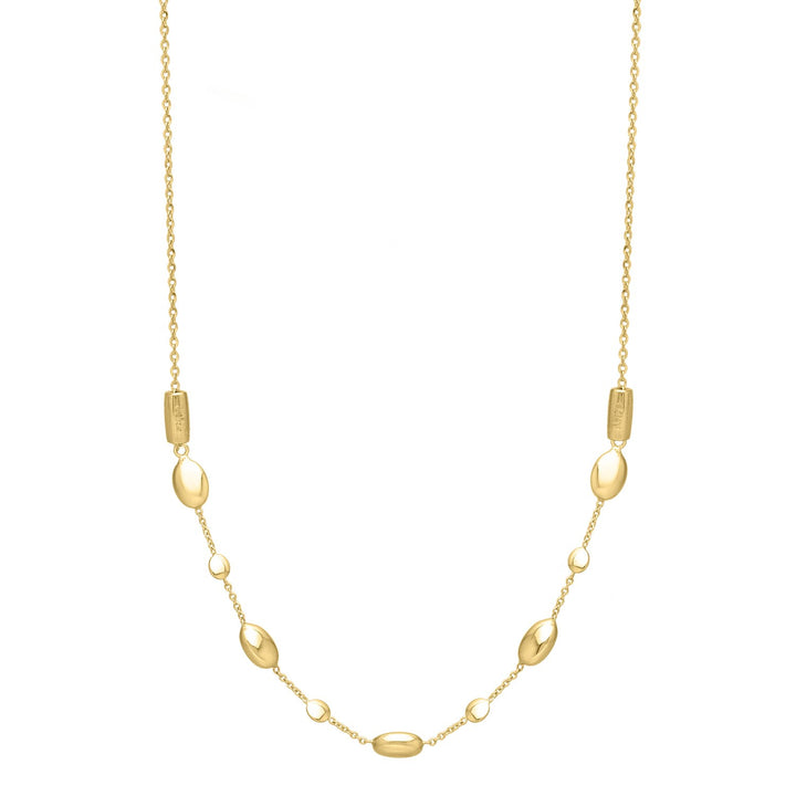 14k Yellow Gold Adjustable Puff Pebble Necklace