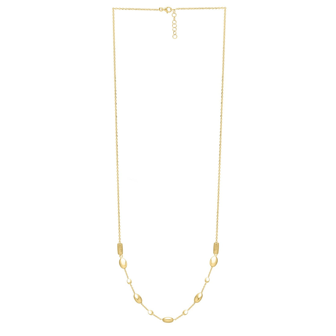 Adjustable Puff Pebble Necklace in 14K Yellow Gold