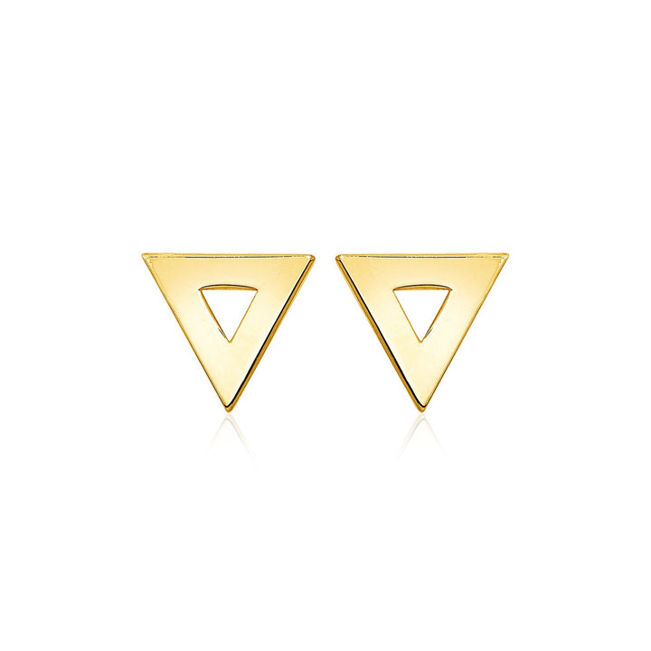 14k Yellow Gold Polished Open Triangle Post Earrings