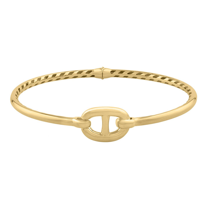 14K Yellow Gold Puff Mariner Link Bangle (12.00mm)