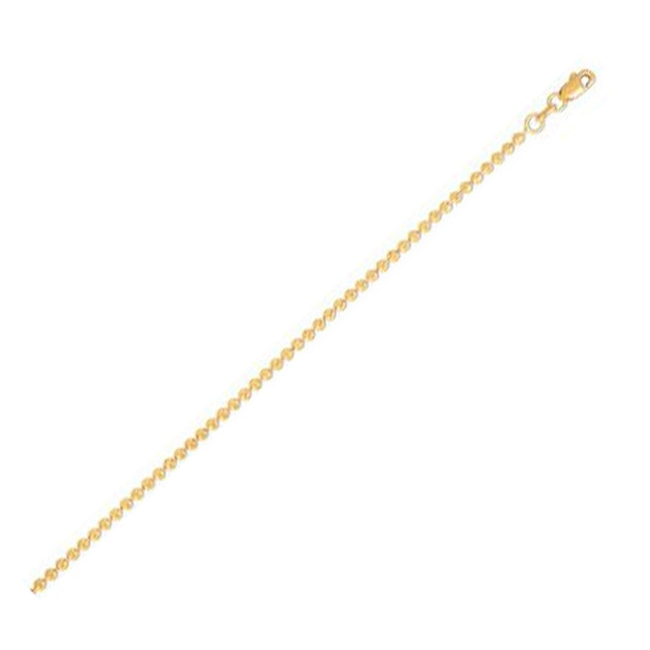 Cadena de cuentas con corte de luna en oro amarillo de 14 k (2,00 mm)